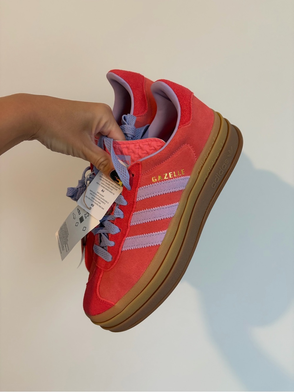 Adidas Gazelle Bold Spark Coral Lilac Lavender Platform Low Top Sneaker NWT 7.5